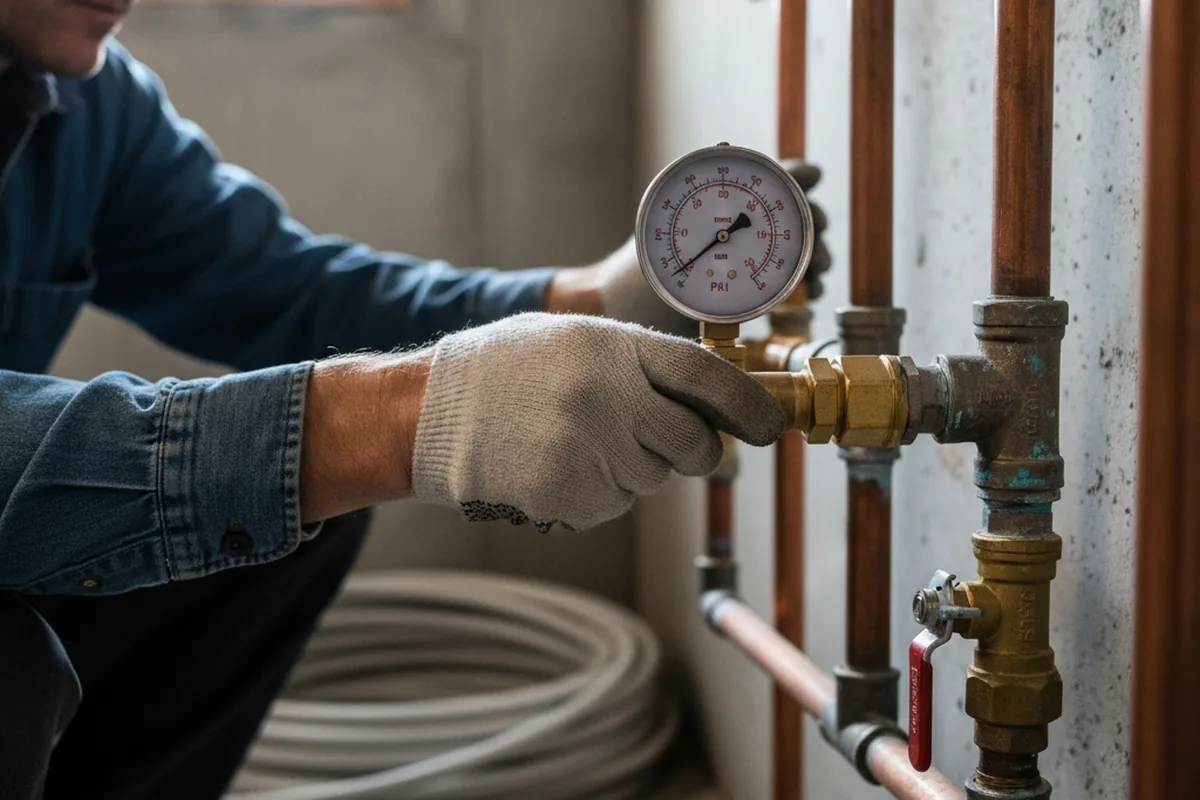 Pressure testing a repaired line during Water Line Repair in Axtell